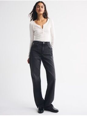 Abercrombie & Fitch Women's Black Wide-Leg Jeans